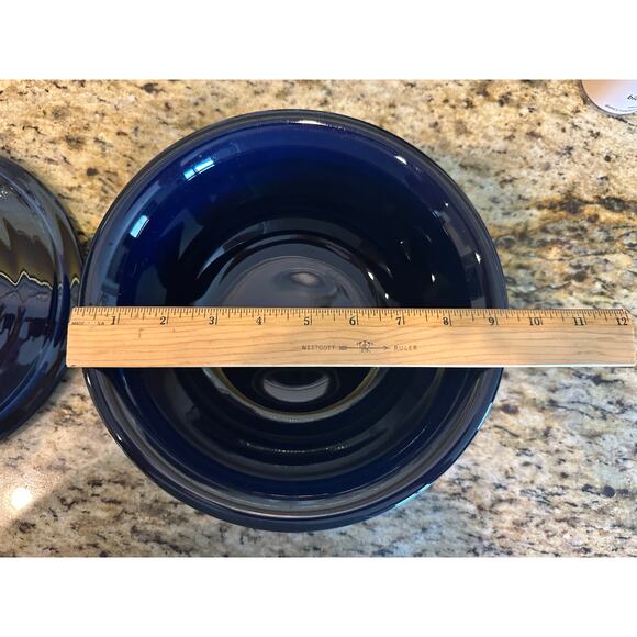 Retired Fiestaware 9.25" Large Cobalt Blue casserole dish with lid USA - Picture 7 of 8